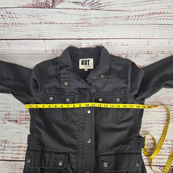 Kut from the Kloth M Dark Gray Barn Chore Coat Cotton Jacket Utility Indie Moto - Picture 8 of 11